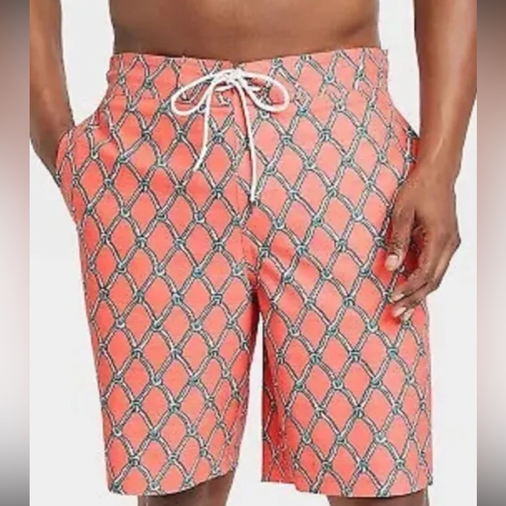 Men’s Goodfellow & Co 9” E-Board Swim Trunks Coral MEDIUM